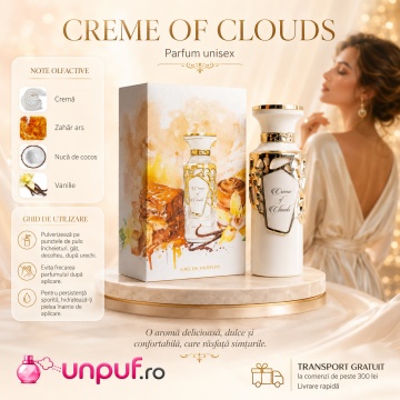 Parfum Arăbesc Fragrance World Creme Of Clouds 100 ml, Apă de Parfum Unisex, Damă și Bărbat, Aromă Oriental Lemnoasă cu Bergamotă, Condimente, Șofran, Lemn Cald, Trandafir, Oud, Patchouli, Ambră și Mosc - Img 9