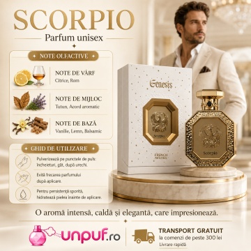 Parfum Arăbesc Genesis Scorpio French Avenue 90 ml, Apă de Parfum Unisex, Damă și Bărbat, Inspirat Jazz Club, Aromă Aromatic Orientală Caldă și Sofisticată cu Citrice, Rom, Condimente, Tutun, Acord Aromatic, Vanilie, Lemn, Balsamic, Lemn de Cedru, Ambră ș - Img 9