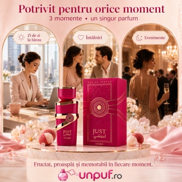 Parfum Arăbesc Just Lychee Fragrance World 100 ml, Apă de Parfum Damă, Aromă Floral Fructată cu Lici, Ananas, Caramel, Coacăză Neagră, Ambră, Lăcrămioară, Trandafir, Mosc, Mușchi și Vanilie - Img 6