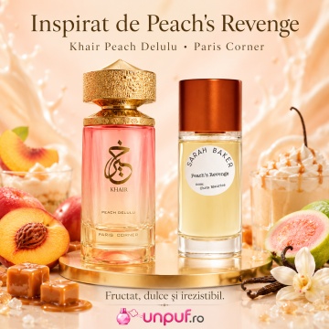 Parfum Arăbesc Khair Peach Delulu Paris Corner 100 ml, Apă de Parfum Unisex Damă și Bărbat, Aromă Fructat Gurmandă, Dulce, Luminoasă și Irezistibilă, cu Fructe Tropicale, Citrice, Piersică, Caramel, Flori Albe, Mosc și Vanilie, Inspirată de Peach's Reveng - Img 8
