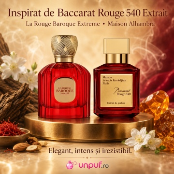 Parfum Arăbesc La Rouge Baroque Extreme Maison Alhambra EDP 100 ml Unisex, Inspirat Baccarat Rouge 540 Extrait, Aromă Oriental Florală cu Șofran, Migdală Amară, Iasomie, Cedru, Ambergris, Mosc și Ambră - Img 8