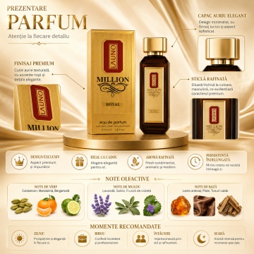 Parfum Arăbesc La Uno Million Royal Fragrance World 100 ml, Apă de Parfum Bărbați, Aromă Oriental Lemnoasă, Inspirat 1 Million Royal Rabanne - Img 3