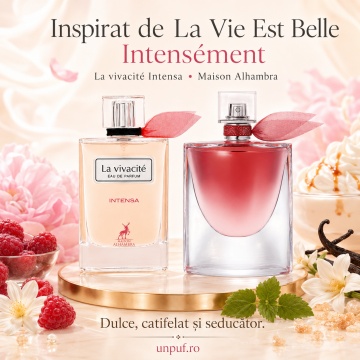 Parfum Arăbesc La Vivacité Intensa Maison Alhambra EDP 100 ml Femei, Inspirat La Vie Est Belle Intensément, Aromă Oriental Florală cu Zmeură, Bergamotă, Piper Roz, Heliotrop, Portocală și Iasomie - Img 8