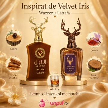 Parfum Arăbesc Lattafa Al Noble Wazeer 100 ml, Apă de Parfum Unisex, Aromă Lemnos Aromatică cu Bergamotă, Ienupăr, Mentă, Portocală, Ciocolată, Zmeură, Caramel, Iris, Pară, Ambră, Cedru, Santal, Mosc, Vanilie și Vetiver - Img 8