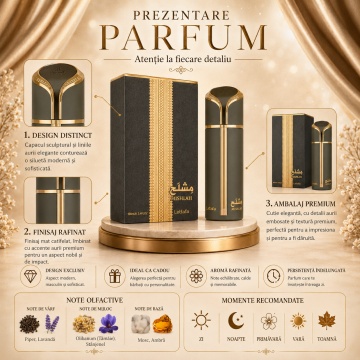 Parfum Arăbesc Lattafa Mishlah 100 ml, Apă de Parfum Unisex, Aromă Proaspăt Condimentată cu Bergamotă, Piper, Lavandă, Iris și Tămâie - Img 3