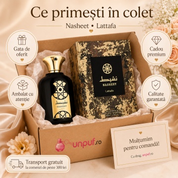 Parfum Arăbesc Lattafa Nasheet 100 ml, Apă de Parfum Unisex, Aromă Fresh Lemnoasă cu Tămâie, Nucșoară, Cașmeran și Santal - Img 4