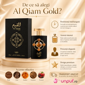 Parfum Arăbesc Lattafa Pride Al Qiam Gold EDP 100 ml Unisex, Inspirat Ombre Nomade, Aromă Orientală cu Șofran, Zmeură, Oud, Chihlimbar, Piele, Paciuli, Vetiver și Lemn de Guaiac - Img 9