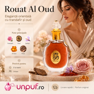 Parfum Arăbesc Lattafa Rouat Al Oud 100 ml, Apă de Parfum Unisex, Aromă Orientală cu Oud, Trandafir, Șofran, Ambră, Cardamom și Condimente - Img 5