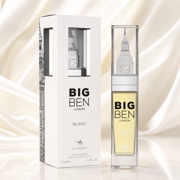 Parfum Arăbesc Le Chameau Big Ben London Blanc EDP 85 ml Unisex, Inspirat Santal 33, Aromă Aromatic Orientală cu Citrice, Condimente, Flori Albe, Lavandă, Lemn de Cedru, Ambră și Mosc