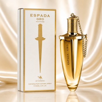 Parfum Arăbesc Le Chameau Espada Oro EDP 100 ml Bărbat, Aromă Aromatic Orientală cu Citrice, Condimente, Flori Albe, Lavandă, Lemn de Cedru, Ambră și Mosc