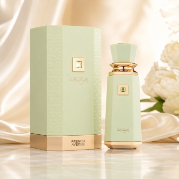 Parfum Arăbesc Luscious French Avenue EDP 100 ml Damă, Inspirat Kayali Yum Pistachio Gelato, Aromă Gourmand Fructat Cremoasă cu Fructe Roșii, Bergamotă, Piersică, Frișcă, Pralină, Caramel, Mosc și Vanilie