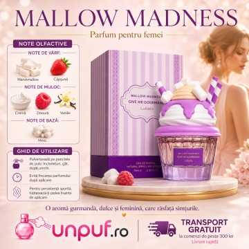 Parfum Arăbesc Mallow Madness Lattafa 75 ml, Apă de Parfum Damă, Aromă Floral Fructat Gurmandă cu Căpșună, Zmeură, Bezea, Frezie, Frișcă, Mosc și Vanilie - Img 9