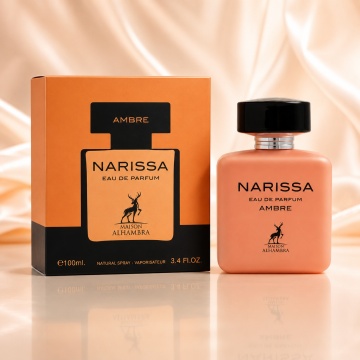 Parfum Arăbesc Narissa Ambre Maison Alhambra EDP 100 ml Damă, Inspirat Narciso Ambrée, Aromă Oriental Florală cu Flori Albe, Ylang-Ylang, Ambră, Mosc, Cashmeran, Cedru și Vanilie