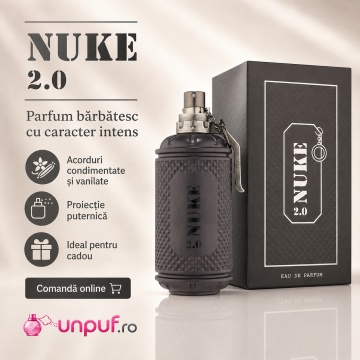 Parfum Arăbesc Nuke 2.0 Fragrance World 100 ml, Apă de Parfum Bărbat, Aromă Oriental Condimentată Explozivă cu Grapefruit, Bergamotă, Piper Roz, Paprika, Scorțișoară, Șofran, Tutun, Ambră, Piele și Vetiver - Img 10