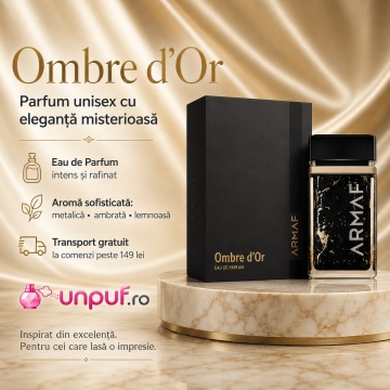Parfum Arăbesc Ombre D’or Armaf 75 ml, Apă de Parfum Unisex, Damă, Bărbat, Aromă Oriental Lemnoasă Aurie, Inspirat Crystal Saffron Matiere Premiere - Img 3