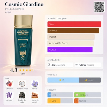 Parfum Arăbesc Paris Corner Cosmic Giardino 100 ml, Apă de Parfum Bărbați, Aromă Oriental Lemnoasă, Fresh, Verde și Elegantă - Img 4