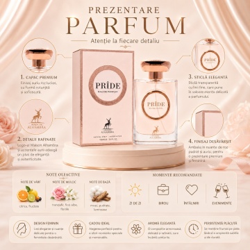 Parfum Arăbesc Pride Maison Alhambra EDP 100 ml Damă, Inspirat Idôle Lancome, Aromă Oriental Florală cu Ceai, Bergamotă, Frezie, Orhidee, Iasomie, Trandafir, Floare de Portocal, Paciuli, Mosc și Vanilie - Img 3
