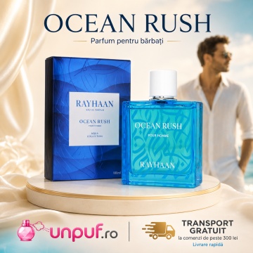 Parfum Arăbesc Rayhaan Ocean Rush Men EDP 100 ml Bărbat, Inspirat Light Blue Eau Intense, Aromă Acvatic Proaspătă cu Note Marine, Bergamotă, Grepfrut, Lavandă, Note Ozonice, Salvie, Cedru, Ambroxan și Mosc - Img 3