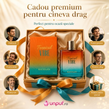 Parfum Arăbesc Rayhaan Tropical Vibe EDP 100 ml pentru Bărbați, Aromă Caldă Tropicală, Vanilată și Ambrată - Img 6