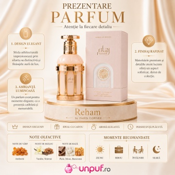 Parfum Arăbesc Reham Vanilla Mood Paris Corner 100 ml, Apă de Parfum Unisex, Damă și Bărbat, Aromă Vanilat Gurmandă, Inspirat Tandrețea Vaniliei - Img 8