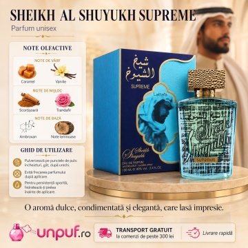 Parfum Arăbesc Sheikh Al Shuyukh Supreme Lattafa 100 ml, Apă de Parfum Bărbat, Aromă Oriental Condimentată cu Scorțișoară, Trandafir, Șofran, Caramel, Paciuli, Ambră, Ambroxan, Note Lemnoase și Vanilie - Img 9