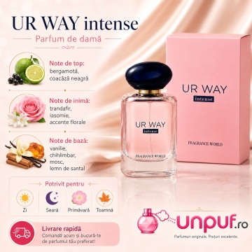 Parfum Arăbesc UR Way Intense Fragrance World 100 ml, Apă de Parfum Damă, Aromă Floral Alb Vanilată cu Portocală Amară, Floare de Portocal, Iasomie, Note Solare, Tuberoză, Vanilie de Madagascar, Lemn de Santal și Mosc - Img 9