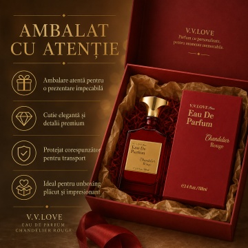 Parfum Arăbesc V.V. Love Chandelier Rouge Eau de Parfum 100 ml, Unisex, Inspirat din Baccarat Rouge 540 - Img 6