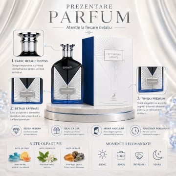 Parfum Arăbesc Victorioso Legacy Maison Alhambra EDP 100 ml Bărbat, Inspirat Invictus Legend Paco Rabanne, Aromă Lemnos Acvatică cu Note Marine, Grepfrut, Mandarină, Frunze de Dafin, Iasomie, Ambră Gri, Lemn de Guaiac, Lichen și Paciuli - Img 3