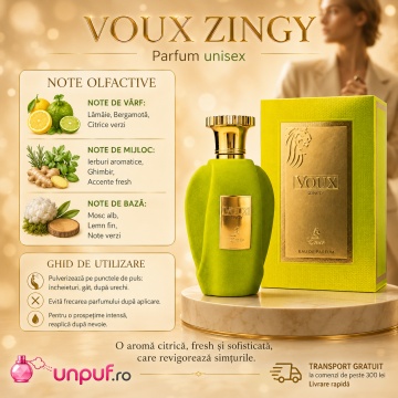 Parfum Arăbesc Voux Zingy Emir 100 ml, Apă de Parfum Unisex, Damă, Bărbat, Aromă Citric Aromatică, Fresh și Energizantă, Inspirat Torino 21 Xerjoff - Img 9