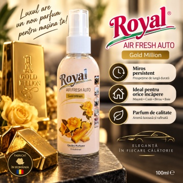 Parfum Auto Concentrat Gold Million, Parfum Ambiental pentru Interior Auto si Casa, Aromă Intensă și Elegantă, 100 ml