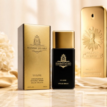 Parfum Bărbat V.V. Love Hombre de Oro Eau de Parfum 30 ml, Inspirat din 1 Million Parfum Rabanne, Aromă Solară, Ambrată și Pieloasă