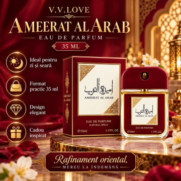 Parfum Dama V.V.Love Ameerat Al Arab, Eau de Parfum EDP, 35 ml, Oriental Floral Spray, Flacon Bordo-Auriu, pentru Zi si Seara - Img 3