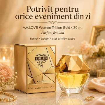 Parfum Damă V.V. Love Women Trillion Gold, Apă de Parfum 30 ml – Elegant, Auriu, Inspirat din Million Gold Rabanne - Img 4