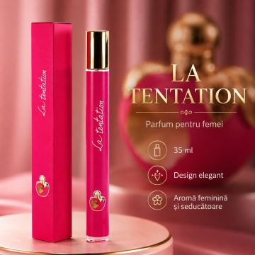 Parfum La Tentation 35 ml, Apă de Parfum Damă, Aromă Dulce Floral Fructată, Format Compact, Note de Bergamotă, Zmeură, Lămâie, Migdale, Trandafir Bulgăresc, Vanilie de Bourbon, Mosc Alb și Lemn de Santal - Img 7