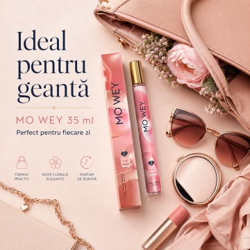 Parfum Mo Wey 35 ml, Apă de Parfum Damă, Aromă Florală Lemnoasă Fresh și Elegantă, Format Compact, Note de Bergamotă, Floare de Portocal, Tuberoză, Iasomie, Vanilie, Mosc Alb și Cedru - Img 3