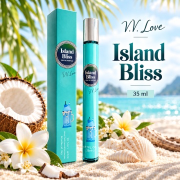 Parfum pentru femei Island Bliss V.V. Love, Apa de Parfum, 35 ml, aroma vanilata dulce tropicala, fructe mici salbatice, note verzi, nuca de cocos, floare de portocal, nufar, vanilie, mosc si boabe de tonka - Img 2