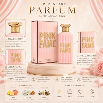 Parfum Pink Fame Fragrance World 100 ml, Apa De Parfum, Femei - Img 3
