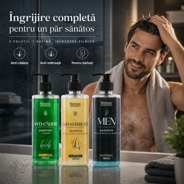 Șampon anti-cădere Klintensiv, cu Caffeine, Niacinamide, Zinc PCA și D-Panthenol, fortificare păr și îngrijire scalp, peste 94% ingrediente biodegradabile, produs românesc, 400 ml, 4x Stickere - Img 6