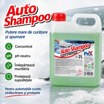 Șampon auto concentrat PRO X Auto Shampoo, pH neutru, spumare intensă, curățare și degresare caroserie, conferă luciu și protecție, pentru toate tipurile de caroserii, 2 L, 4x Stickere - Img 6