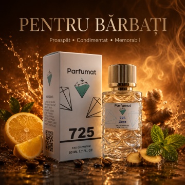 Set Apa de parfum Parfumat 725 Zest, Barbat, 50 ml si Gentuta cosmetice - Img 6