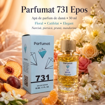 Set Apa de parfum Parfumat 731 EPOS, Dama, 50 ml si Gentuta cosmetice - Img 4