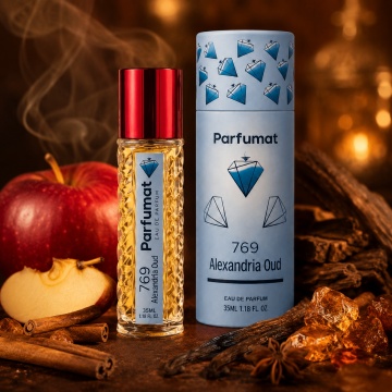 Set Apa de parfum Parfumat 769 Alexandria Oud, Unisex, 35 ml si Gentuta cosmetice - Img 6
