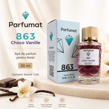 Set Apa de parfum Parfumat 863 Choco Vanille, Dama, 50 ml si Gentuta cosmetice - Img 3