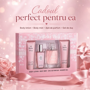 Set Cadou Damă V.V. Love La Bella Viva 4 Piese, Body Lotion, Body Mist, Eau de Parfum și Shower Gel 4x50 ml, Inspirat din La Vie Est Belle Lancôme - Img 4