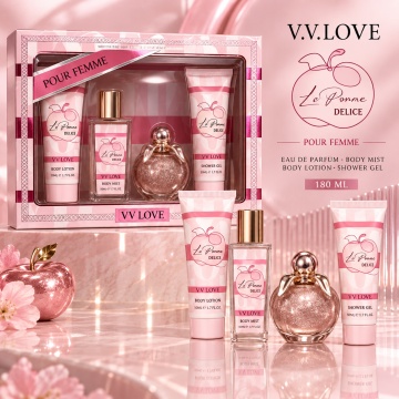 Set Cadou Damă V.V. Love La Pomme Delice 4 Piese – Eau de Parfum 30 ml, Body Mist 50 ml, Body Lotion 50 ml și Shower Gel 50 ml, 180 ml