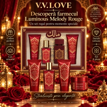 Set Cadou V.V.Love Luminous Melody Rouge, Eau de Parfum + Body Mist + Body Lotion + Shower Gel, 4 Produse 180 ml - Img 6