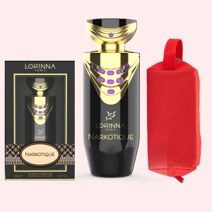 Set Extract de Parfum Lorinna Paris Parfum, De Luxe Collection, Narkotique, 100 ml, Unisex Damă Bărbat si Gentuță Parfumuri