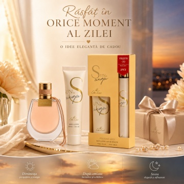 Set Sun & Unique 2x35 ml, Apă de Toaletă Damă 35 ml + Body Lotion 35 ml, Aromă Floral Fructată, Citrică, Lemnoasă și Pudrată, Note de Corcodușe, Bergamotă, Lămâie, Portocală, Frezie, Piersică, Iasomie, Trandafir, Lichen, Paciuli, Lemn Ambrat, Mosc Alb și - Img 7
