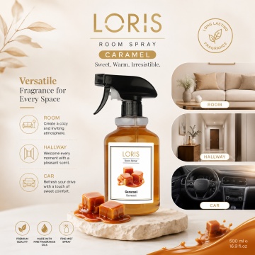 Spray Odorizant de Cameră, Hol, Baie și Auto Loris Parfum Caramel, Room Spray 500 ml, Aromă Dulce și Caldă - Img 7