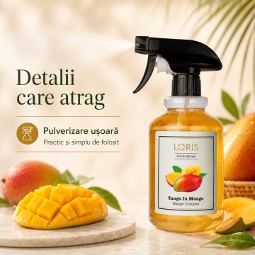 Spray Odorizant de Cameră, Hol și Auto Loris Parfum Tango in Mango, Room Spray 500 ml, Aromă Tropicală de Mango - Img 7